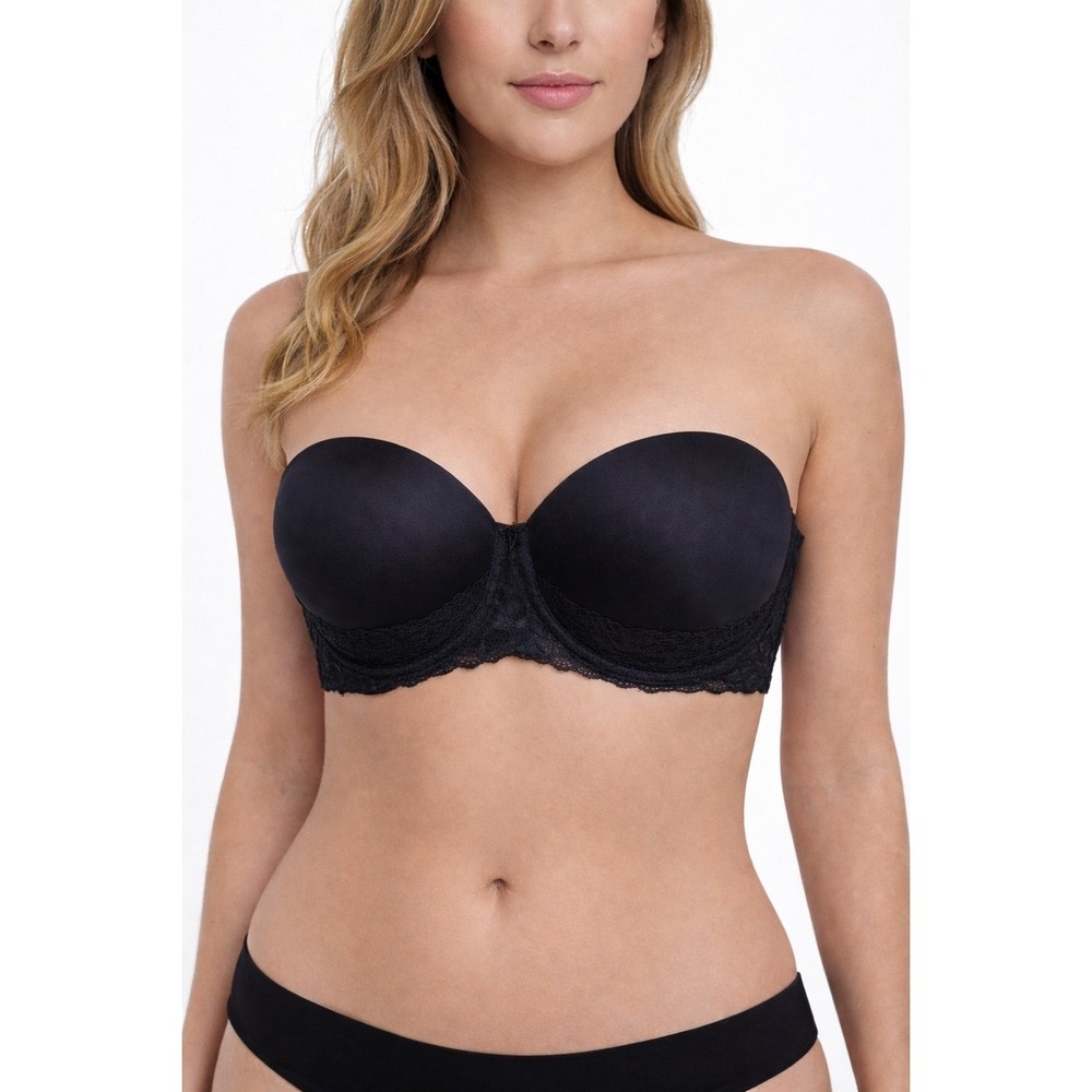 Torrid Curve 44D Strapless Underwire Boned Padded Black Bra